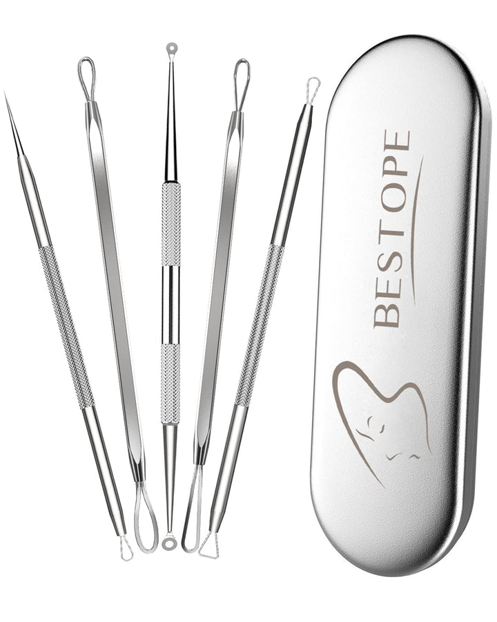 TAYTHI Bestope Blackhead Remover Pimple Acne Extractor Tool With Metal Case (Silver)