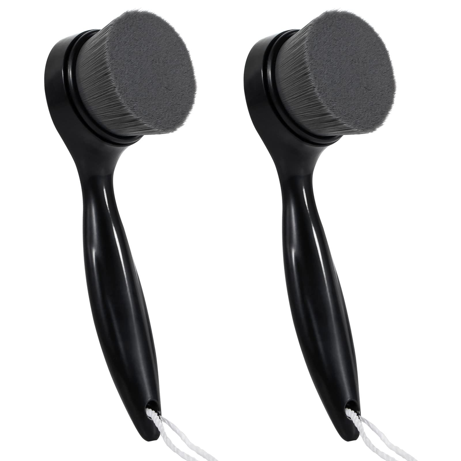 Beomeen 2 Pack Soft Bristle Facial Cleansing Brush for Deep Pore Cleaning, Face Exfoliating Scrub Brush with Bamboo Charcoal Bristle for Face Cleansing Skincare, Massage, Black