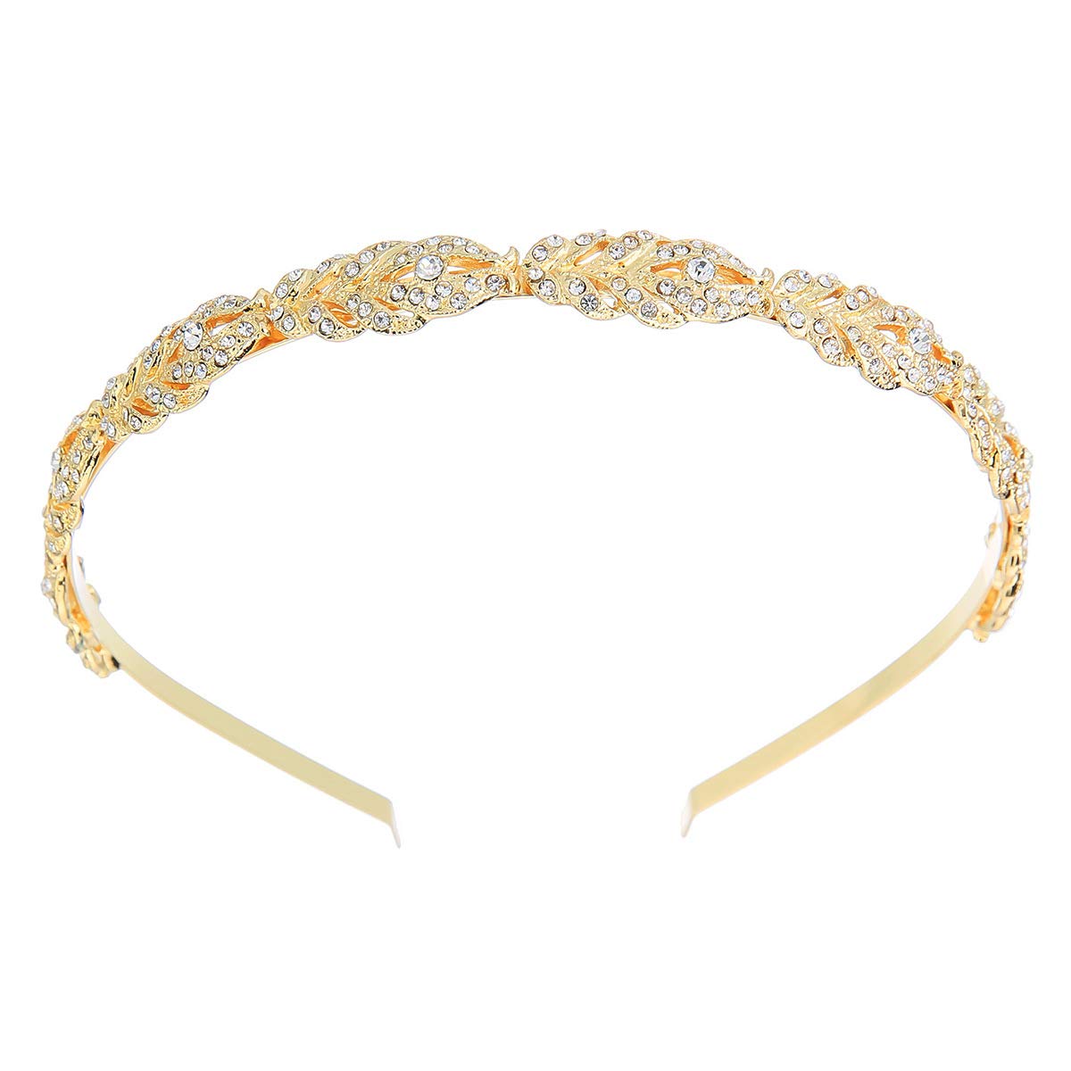 Wedding Party Rhinestone Flower Crown Headband Hair Band Bridal Crystal Headpiece Headdress Hair Accessories for Brides and Bridesmaids (Gold)