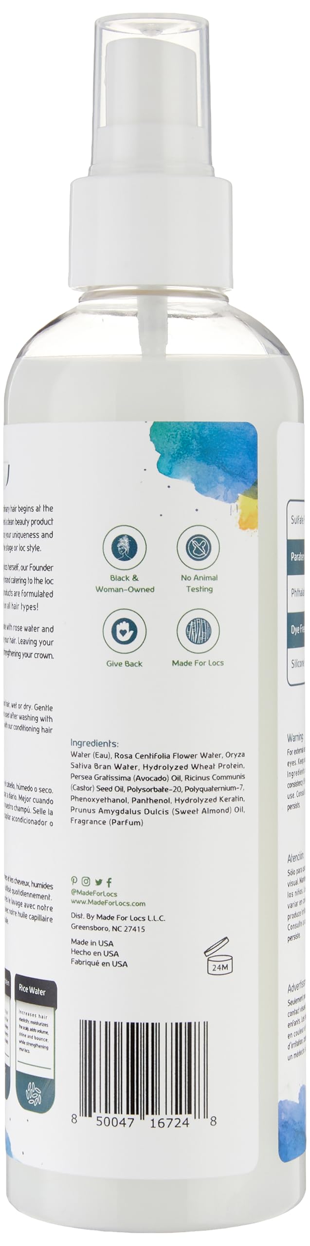 Made For Locs Vegan Rose Water Refresher Spray | Locs Moisturizer | Locs Deodorizer | Amazing Scents (Caribbean Vibez, 8 oz)