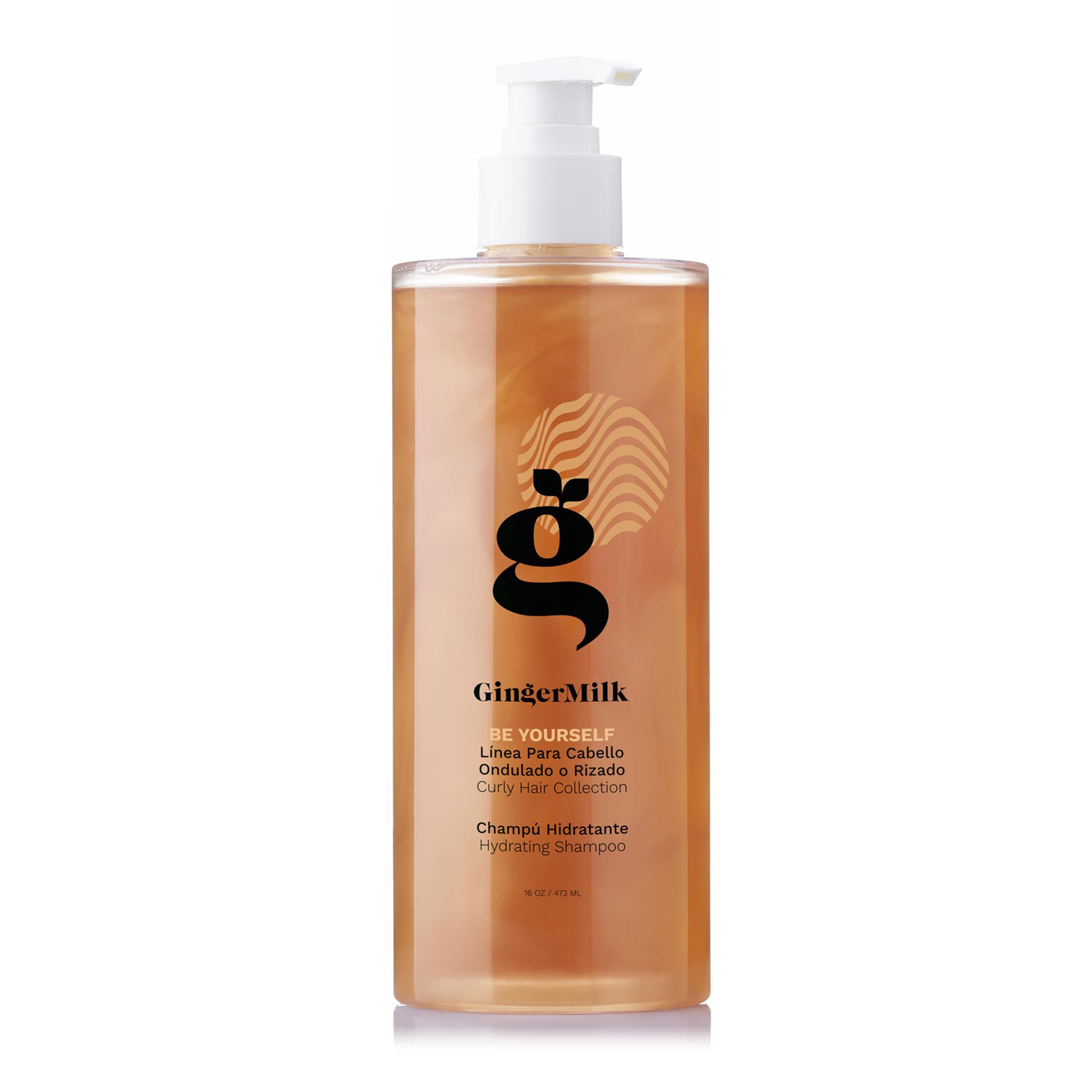 Ginger Milk Hydrating Shampoo for Curly, Wavy, and Coily Hair - Nourishing Formula for Defined Curls, Frizz Control, and Shine - Sulfate-Free | Be Yourself 16 fl oz
