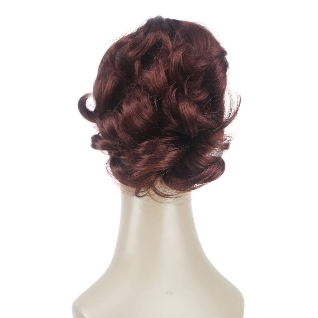 Lydell Short Ponytail Hair Extensions Wavy Curly Synthetic Hairpiece with Jaw Claw (131 Burgundy Red)