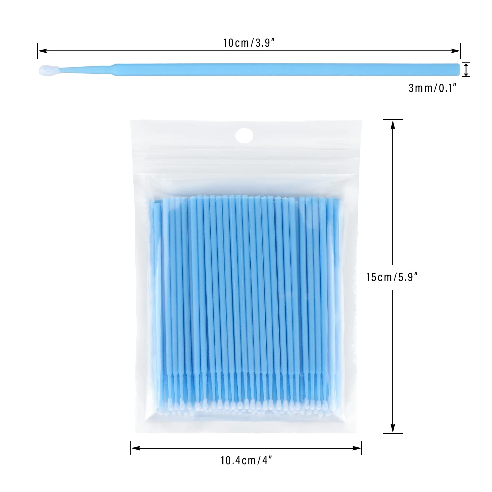500 PCS Disposable Micro Applicators Brush for Makeup and Personal Care (Head Diameter: 2.5mm)- 5 X 100 PCS