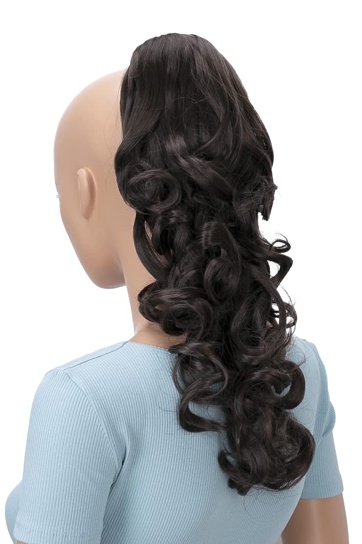 Brown # 6 H203 : PRETTYSHOP 20 Hair Piece Pony Tail Clip On Extension Voluminous Curly Heat-Resisting Brown # 6 H203