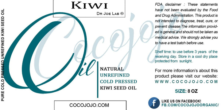 Dr Joe Lab Kiwi Seed Oil 8 oz Pure Natural Cold Pressed Unrefined Extra Virgin Kiwi Oil - for Hair Skin Body Nail and Beard - Moisturizing, Soothing, Hydrating, & Nourishing