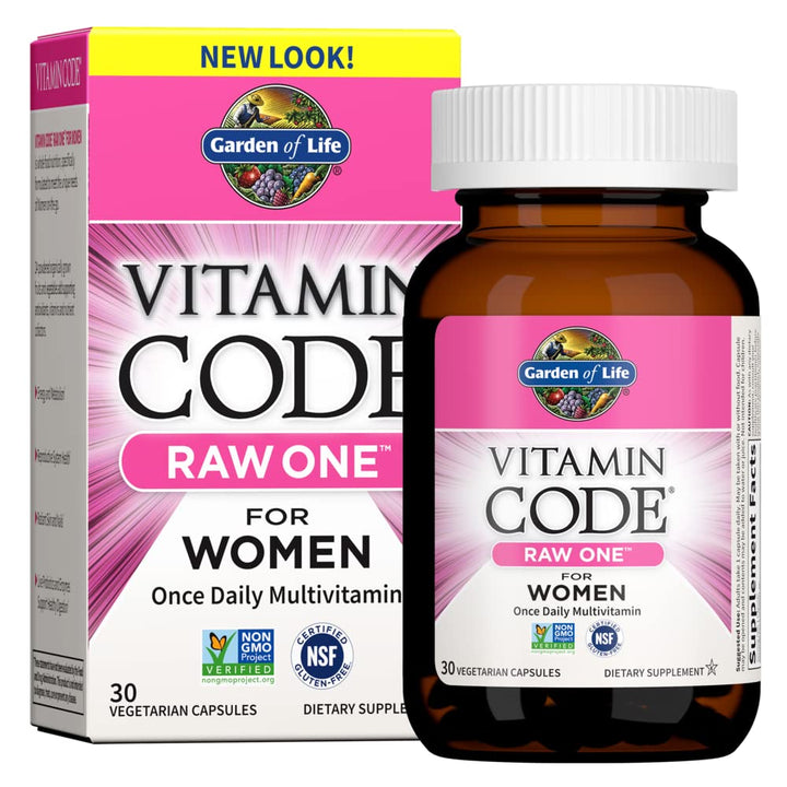 Garden of Life Multivitamin for Women, Vitamin Code Raw One for Women, Once Daily, Whole Food Iron, Probiotics for Womens Health, Gluten Free Vegetarian, 30 Count
