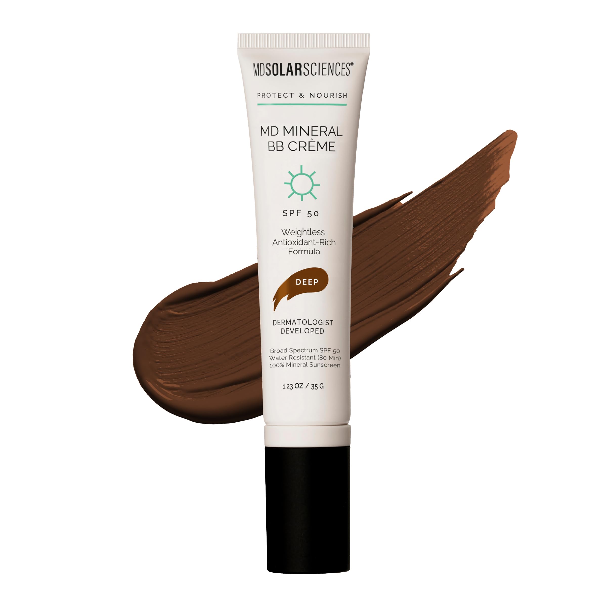 MDSolarSciences Crème Mineral Beauty Balm Sunscreen SPF 50 OilFree Tinted Matte BB Crème, 1.23 Oz, Deep Brown