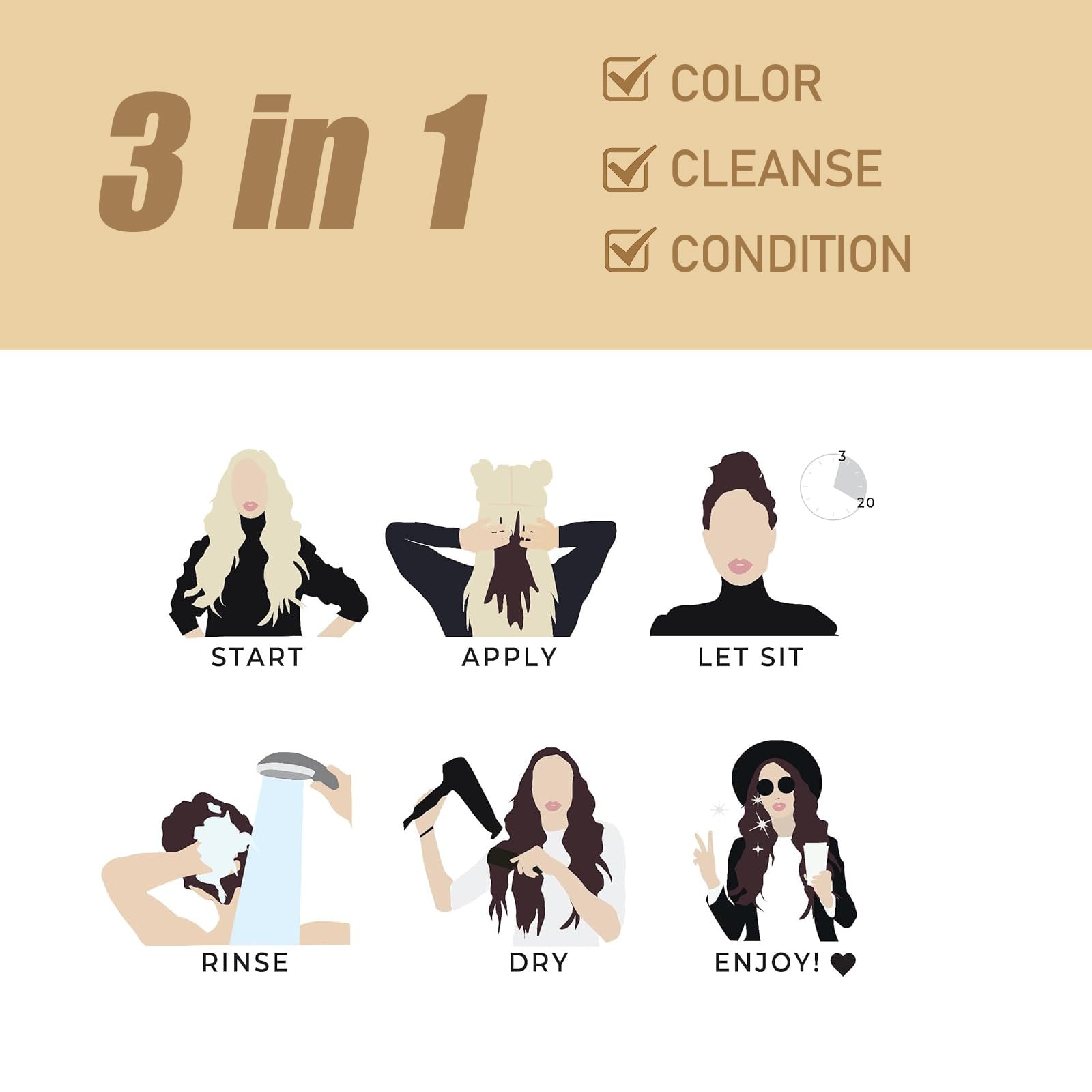 Silver Gray Hair Dye, Hair Dye Shampoo 3 in 1, Silver Hair Shampoo, Hair Color Shampoo for Gray Hair, Champu Para Canas & Shampoo Para Canas Mujer