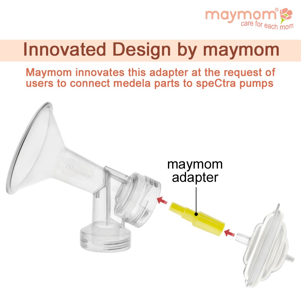 Maymom Flange Adapter Compatible with Spectra S1, S2; Connects Maymom Breastshield/Bottle and Spectra Backflow Protector (White)