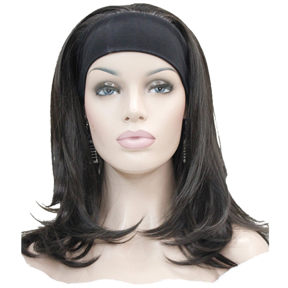 4# Dark Brown: Lydell Long Straight Wave Headband Synthetic Wigs (#4 Dark Brown)