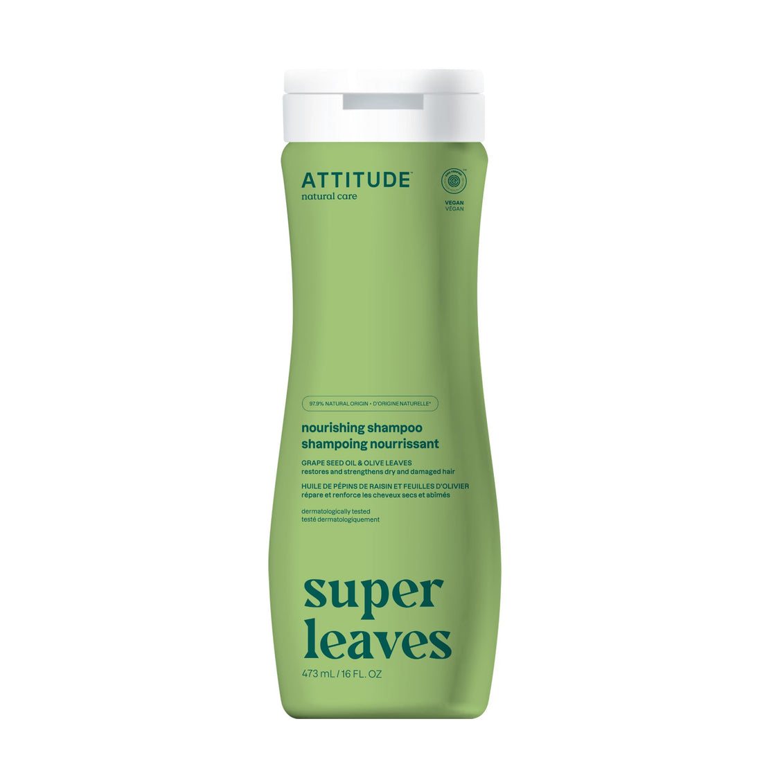 Attitude Natural Shampoo - Nourishing & Strengthening, Grape Seed Oil & Olive Leaves, 16 Fluid Ounce
