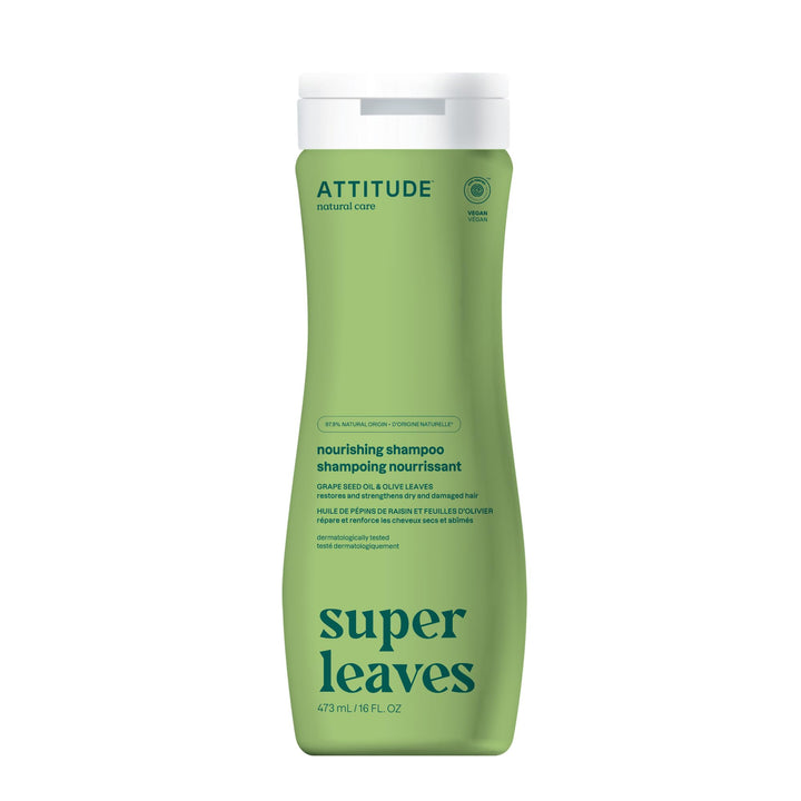 Attitude Natural Shampoo - Nourishing & Strengthening, Grape Seed Oil & Olive Leaves, 16 Fluid Ounce