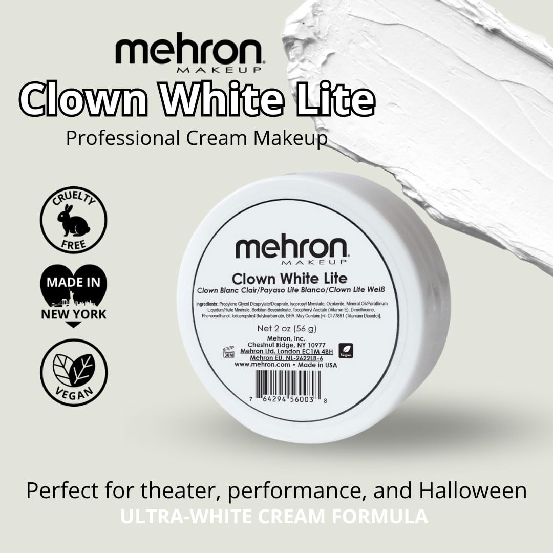Mehron Makeup Clown White Lite Professional Makeup (2 oz)