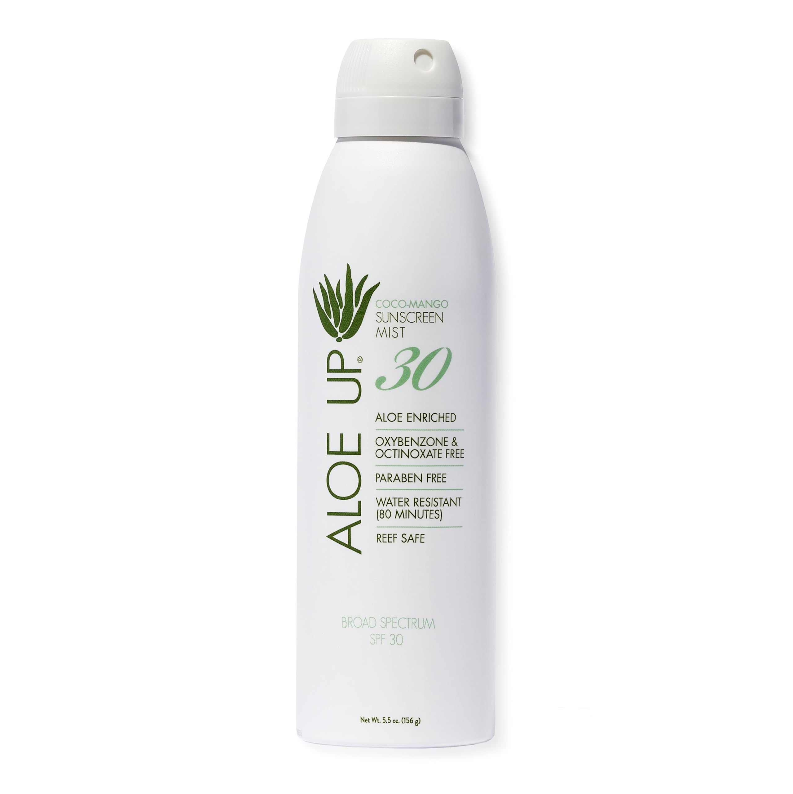 Aloe Up Sun and Skin Care Products White Collection SPF 30 Continuous Spray Sunscreen, White, Coconut-Mango, 6 Ounce