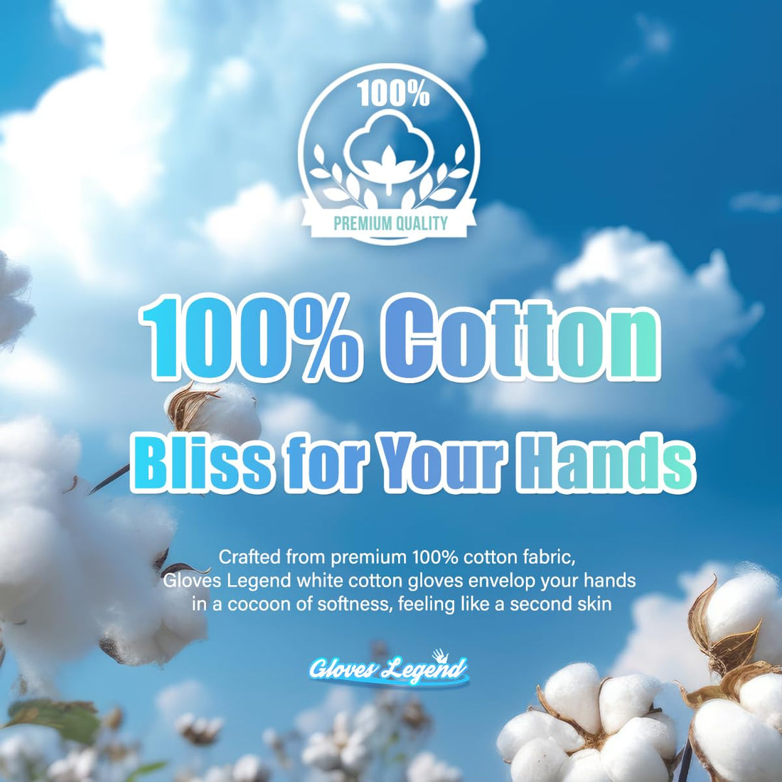 6 Pairs - Medium - Gloves Legend Cotton Moisturizing Gloves for Dry Hands - White Sleeping Gloves for Nighttime Care - 100% Cotton