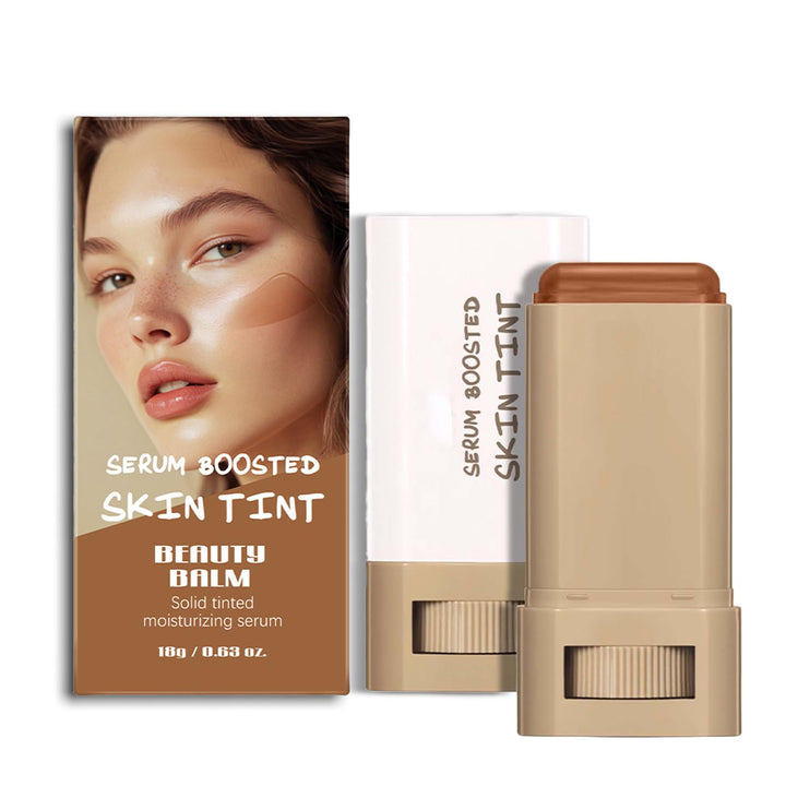 Foundation Stick Beauty Balm Serum Boosted Skin Tint, Solid Tinted Moisturizing Serum Contour Stick Foundation Face Stick for Women, Natural Finish Makeup