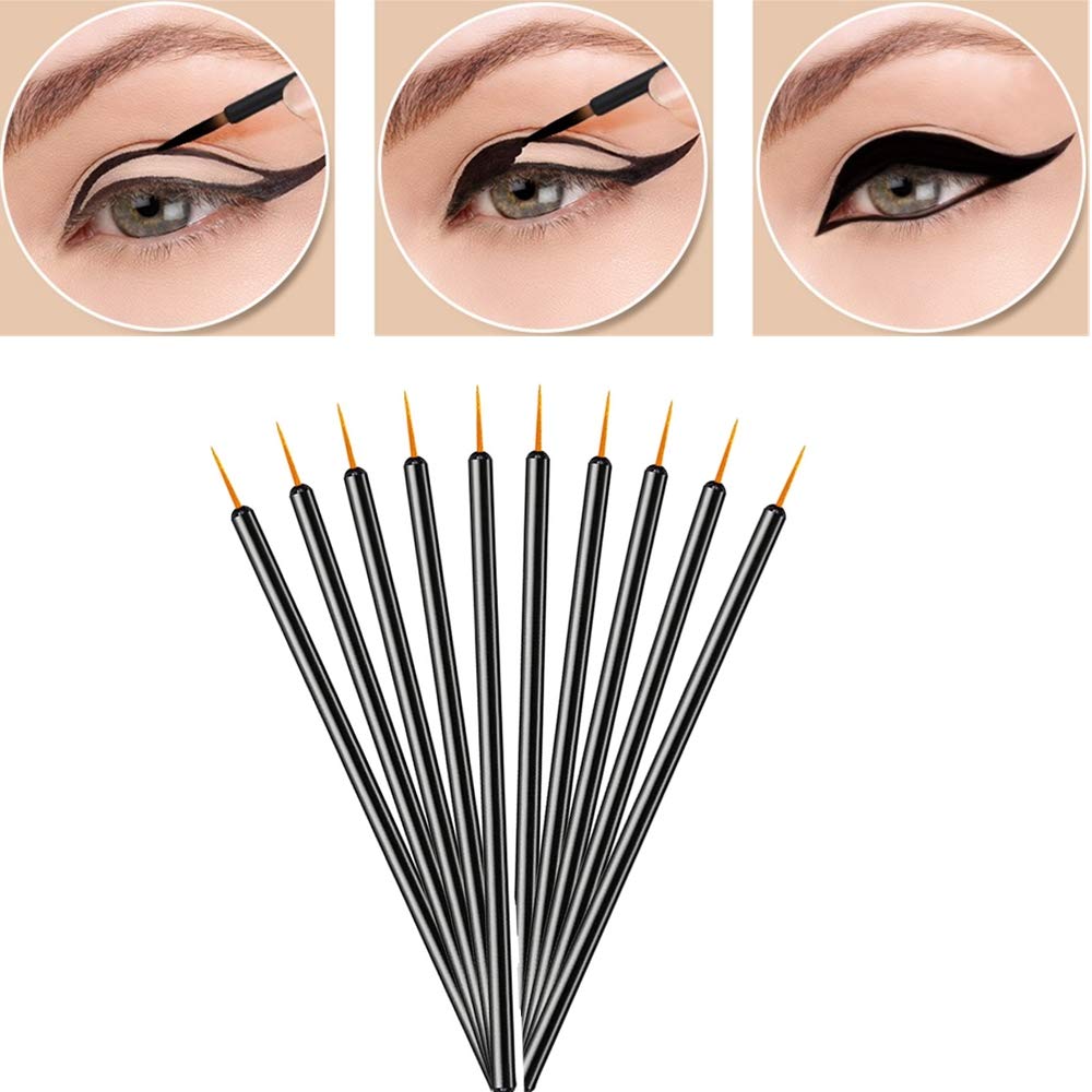 Zarivy 100 Pack Disposable Eyeliner Makeup Brushes With Covers On the Hair, Makeup Eye Liner Tools Wands Applicator(Size: 9cm, Thick: 0.2cm, Color: Black)