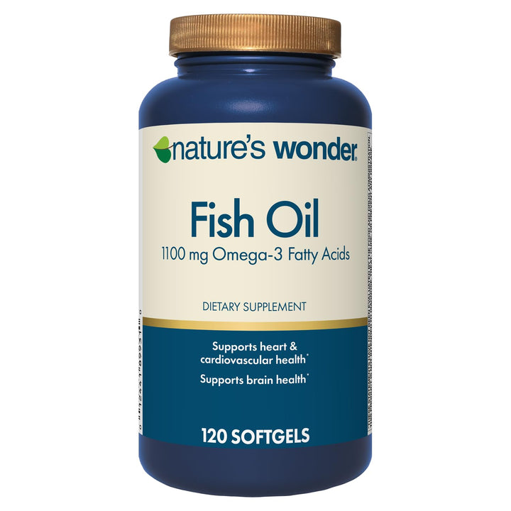 Nature's Wonder Fish Oil 1100 mg Omega-3 Fatty Acids, EPA & DHA for Healthy Joints, Heart, Immune System, 120 Day Supply of Softgels