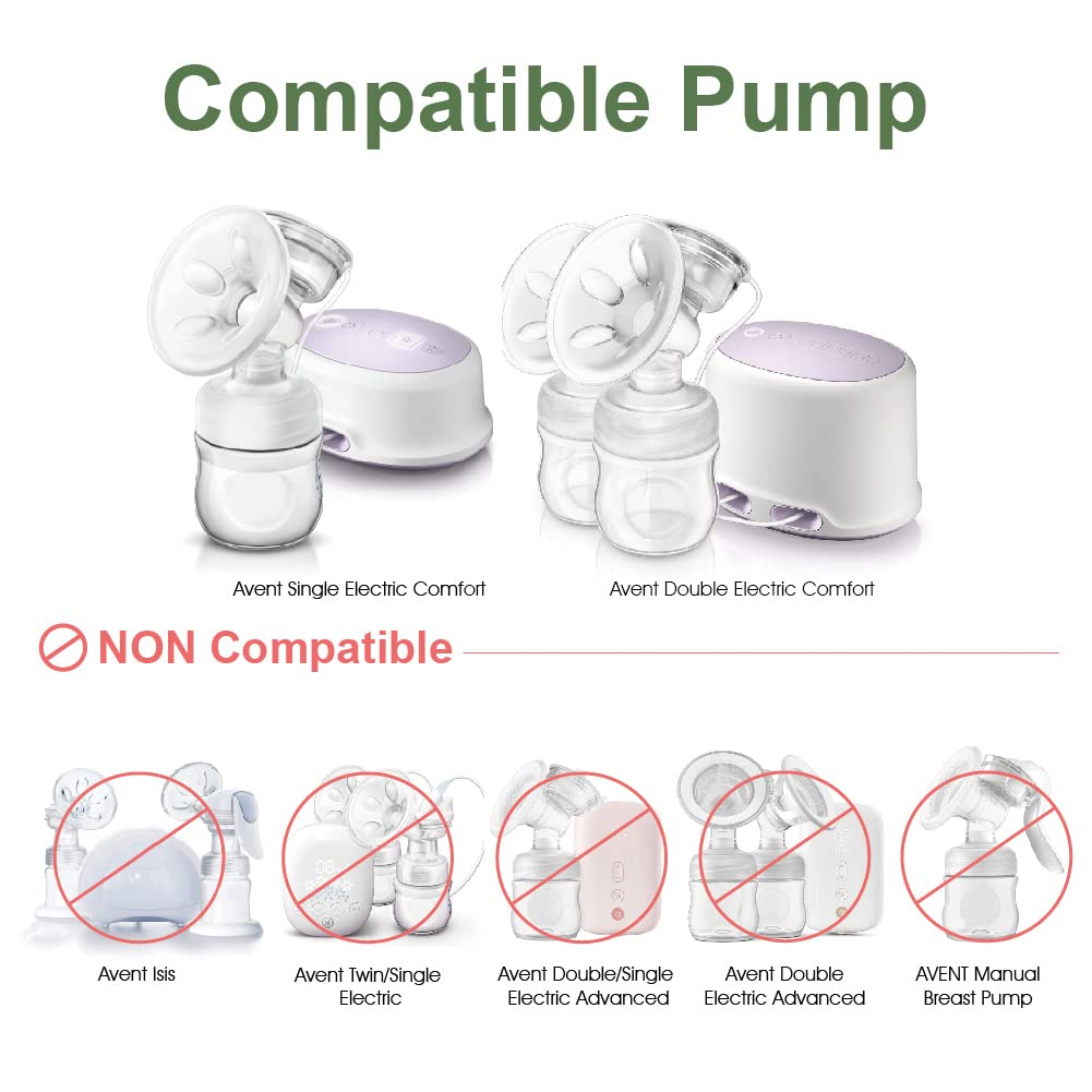 Maymom Breast Pump Parts Compatible with Philips Avent Comfort Breastpump SCF332/334, One-Side; Incl. Flange, Valve, Tube, Massage Pad, Suction Membrane, Cap; Not Original Avent Pump Parts.