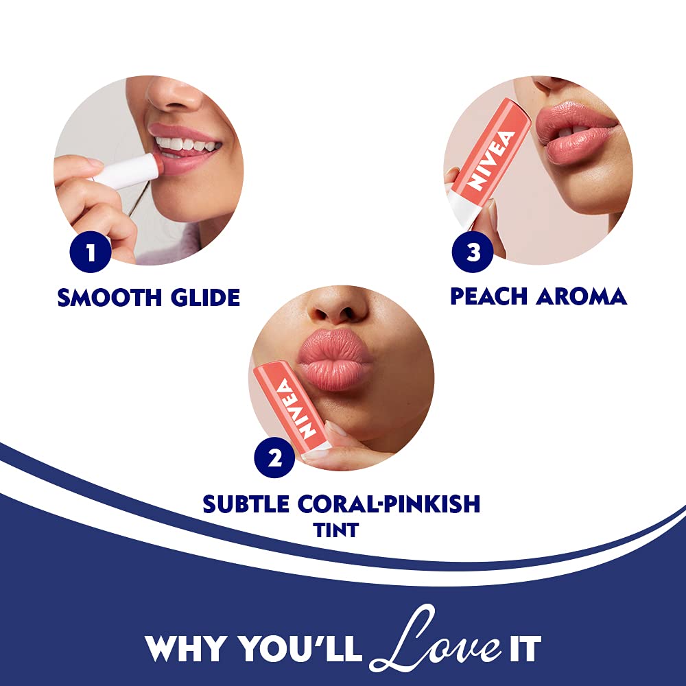 Nivea Lip Balm - Fruity Shine PEACH -Pack of 1