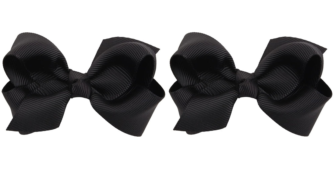 ZOONAI 3 Inch Baby Girl Hair Bows Boutique Hair Clip Teens Toddlers Hairpin Headwear - Set of 2 (Black)