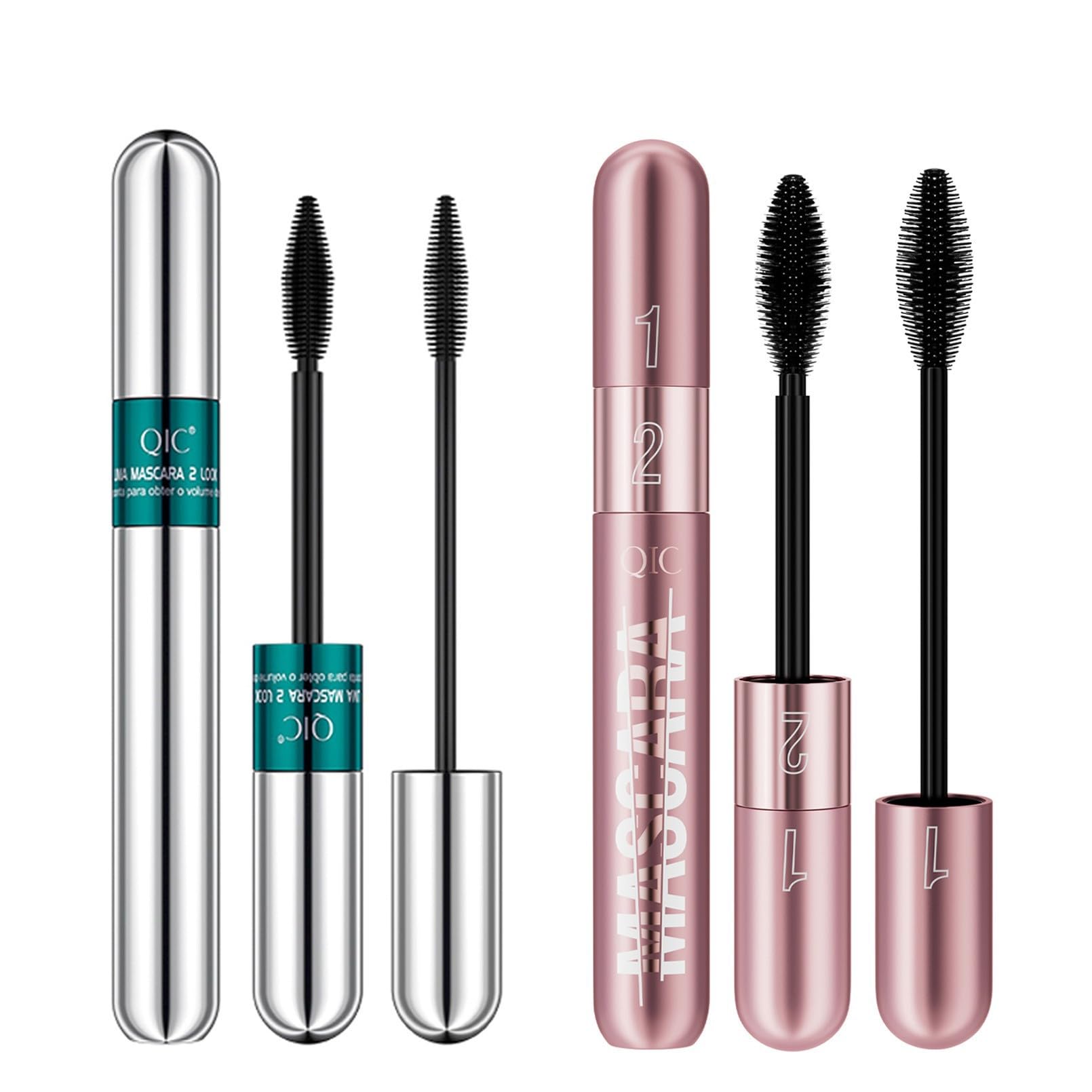 2Pcs 2 Step Lengthening & Volumizing Tubing Mascara, Smudge-Proof, Clump-Free, 2 in 1 Mascara For Natural Lengthening And Thickening Effect, Black Mascara