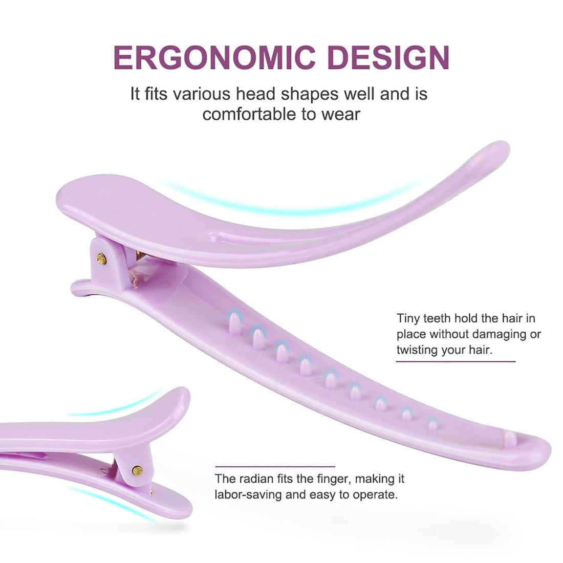 Rioa 10 Pcs Professional Multicolor Plastic Duck Teeth Bows Hair Clips Hairdressing Salon Hair Grip Crocodile DIY Accessories Hairpins-rubberized Non-slip Chic Styling Claw Hair Barrettes