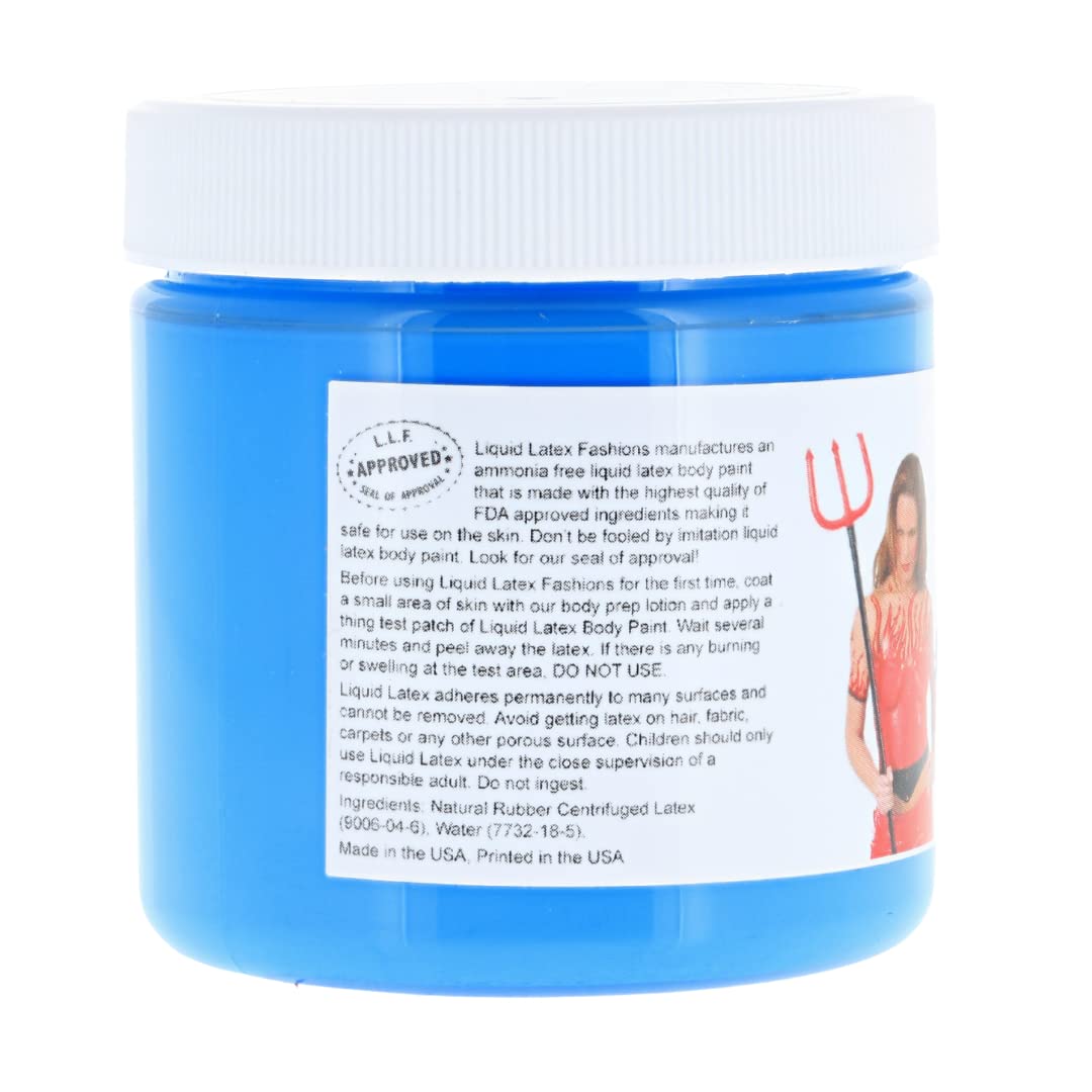 4 Ounce Liquid Latex Blue Body Paint - Easy to Peel off Liquid Latex for Nails!