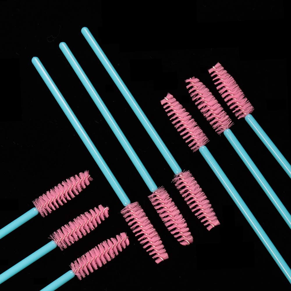 myaokue-up Mascara Wands, 300 Pack Disposable Lash Brushes for Eyelash Extensions Makeup Brush Bulk Tool Set, Blue/Pink