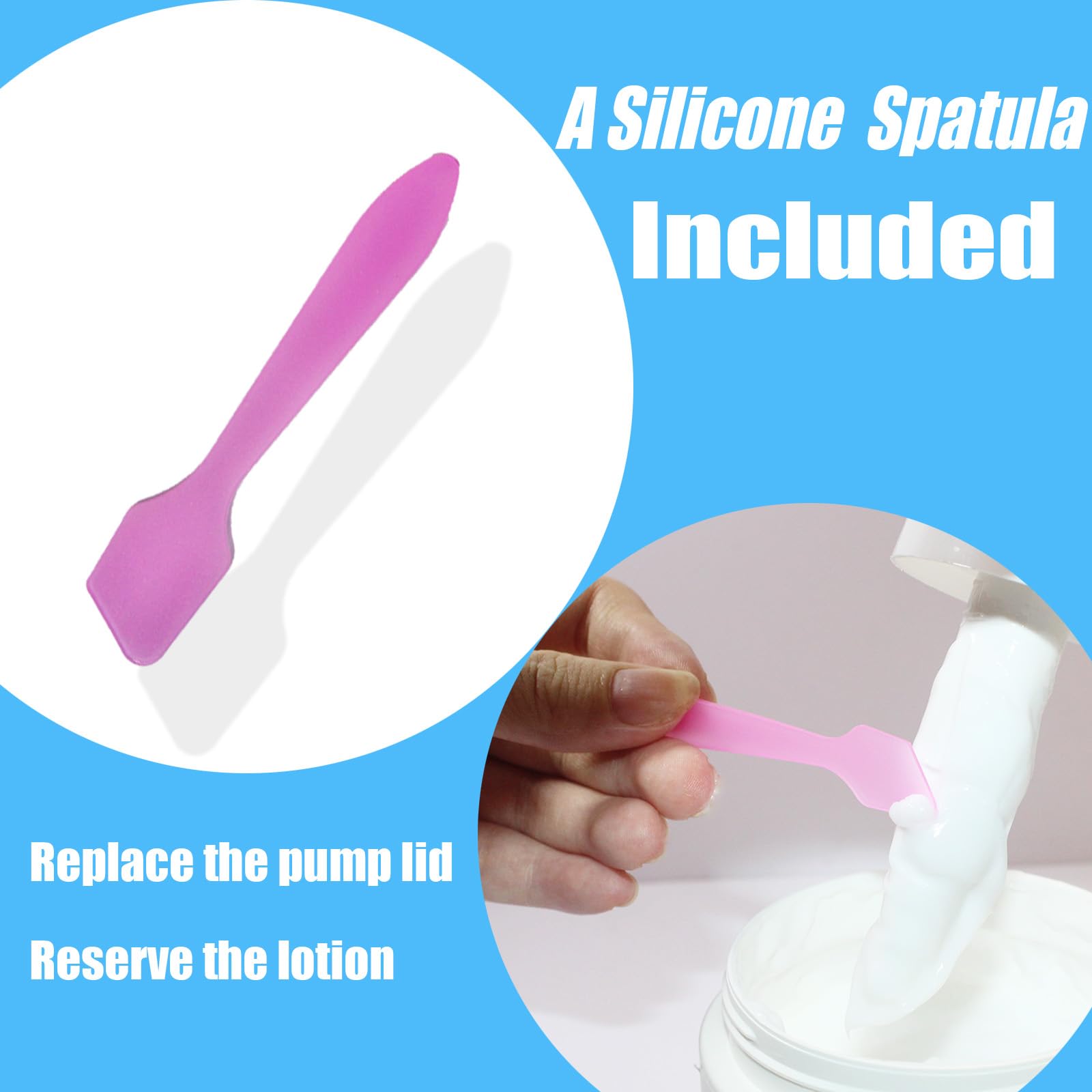 Pump Lid Compatible with CeraVe Moisturizing Cream, Easy Install Body and Face Moisturizer Pump, for 3.15in/8cm, 2 Pack with a Spatula