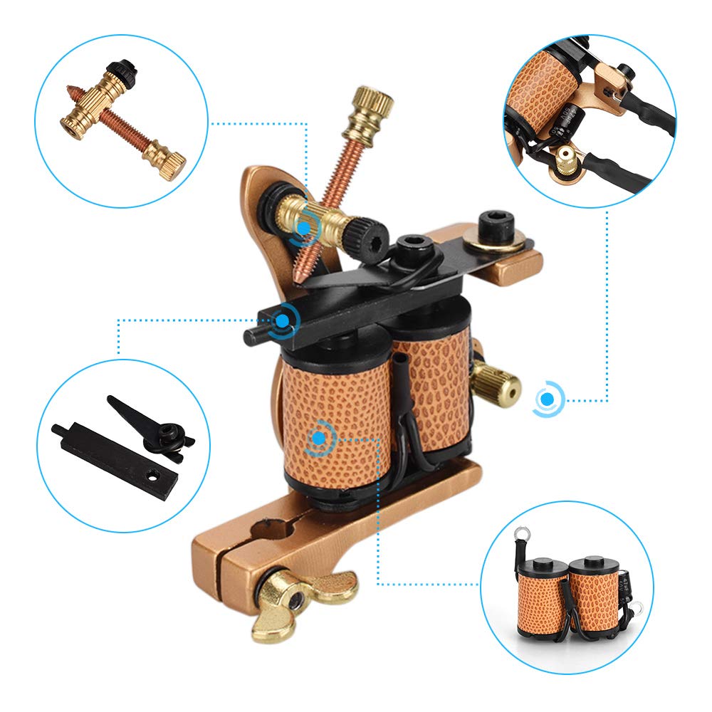 Coil Tattoo Machine, ATOMUS 10 Wraps Coil Tattoo Liner & Shader Kit 23000r/m Alloy Tattoo Guns Machine Set Tattoo Supplies for Tattoo Artists