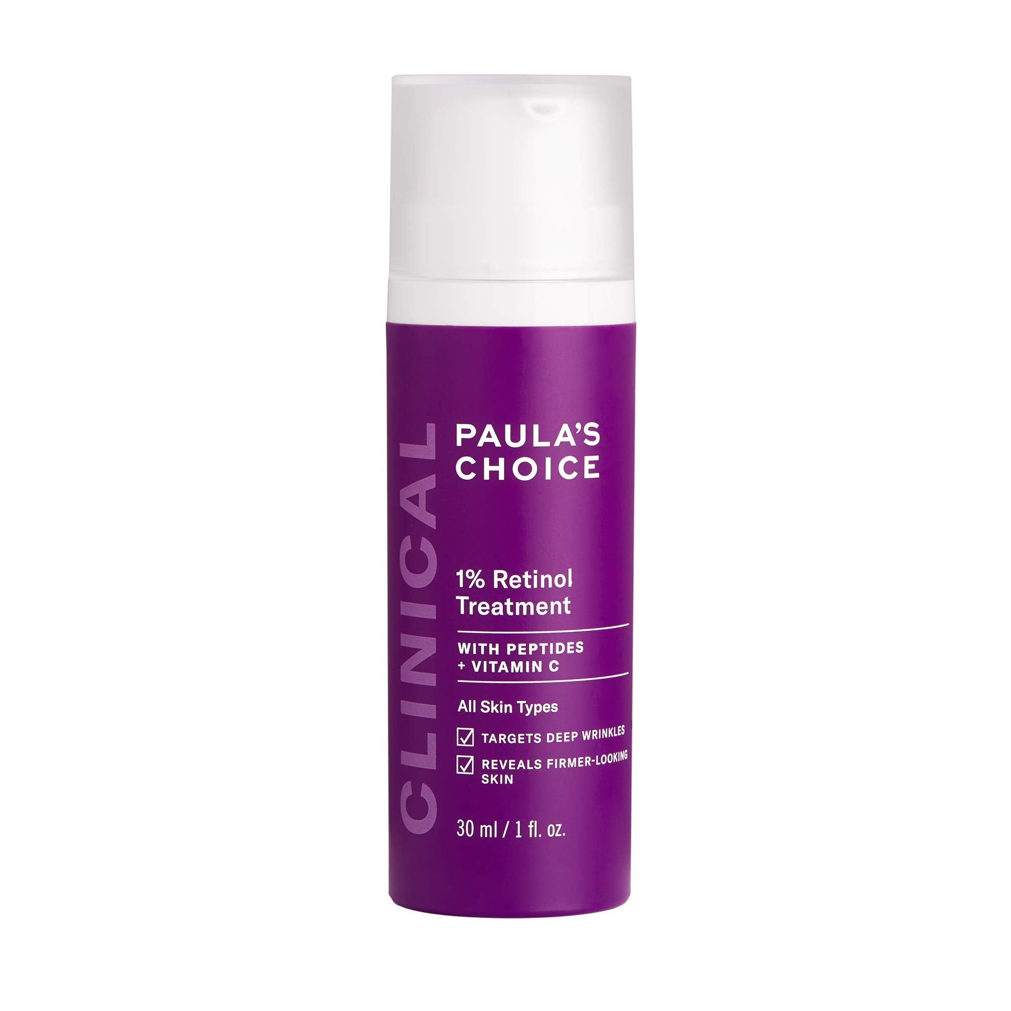 Paula's Choice CLINICAL 1% Retinol Treatment Cream with Peptides, Vitamin C & Licorice Extract, Anti-Aging & Wrinkles - 30 ml
