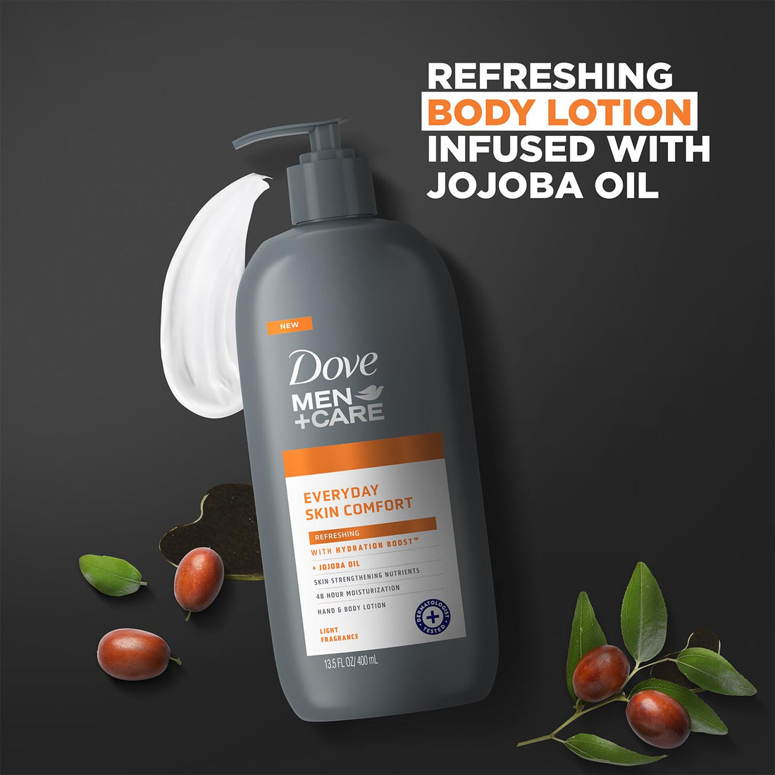Dove Hand & Body Lotion, Men+Care Value Pack – Everyday Skin Comfort Formula with Shea Butter & Jojoba Oil, Refreshing Lotion for Dry Skin, 13.5 Fl Oz (Pack of 2)