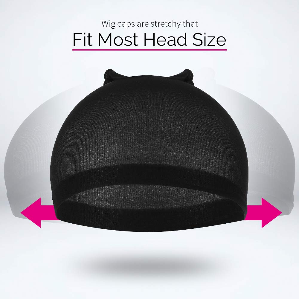 FANDAMEI Wig Cap, Nylon Wig Caps, 4 Pieces Stocking Wig Caps for Women (Black)