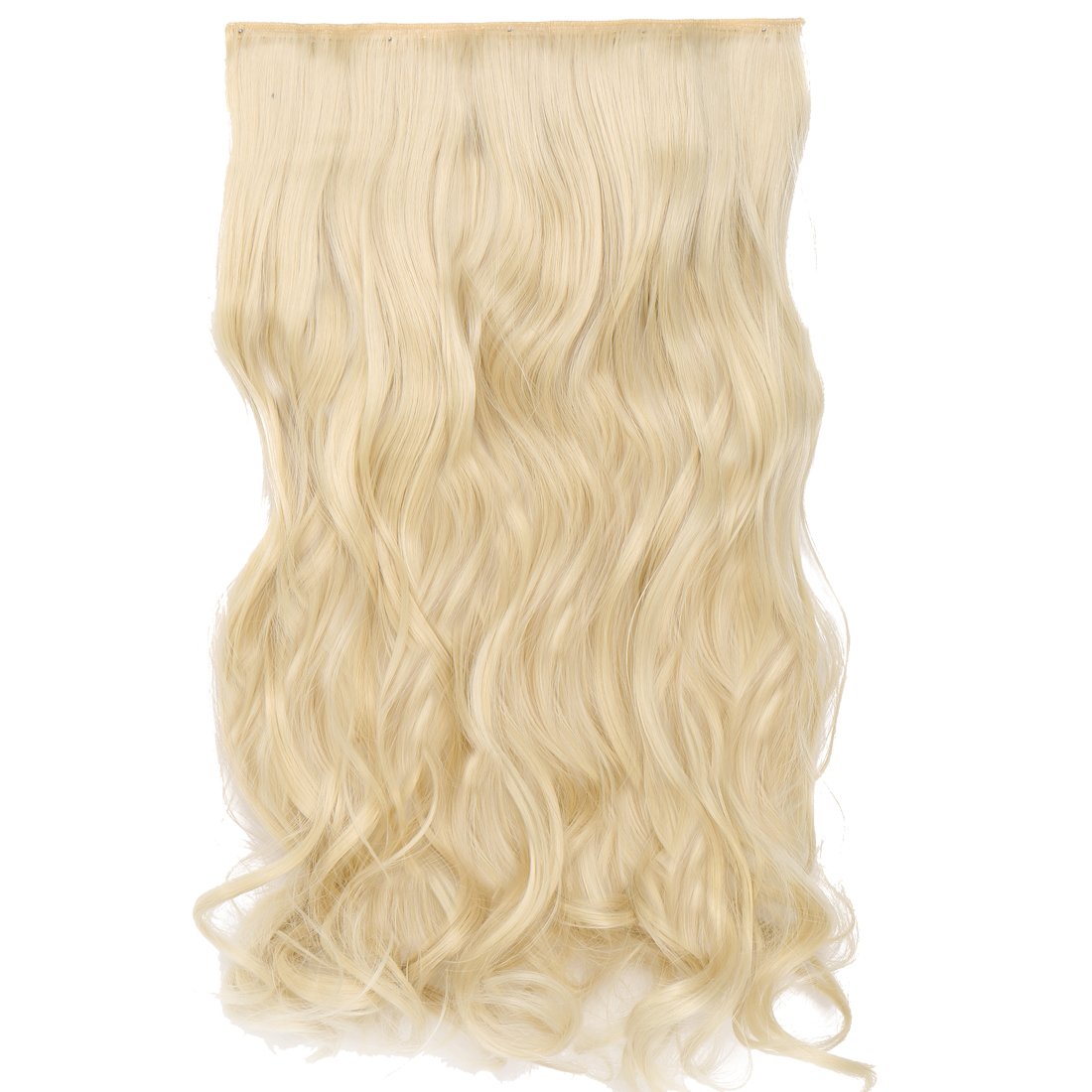 S-noilite Elegant 29(73cm) Longest Curly Bleach Blonde 3/4 Full Head One Piece 5 Clips Clip in Hair Extensions