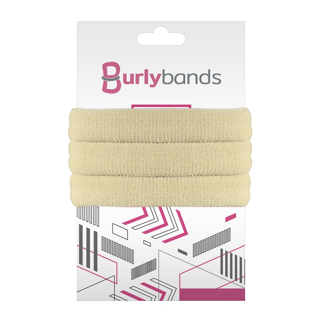 Burlybands - The Ultimate Hair Ties for Thick Heavy or Curly Hair. No Slipping Damage Breaking or Stretching Out. Seamless Ponytail Holders Scrunchies Sports Hair Ties for Thick Hair (Blonde 3 Pcs)