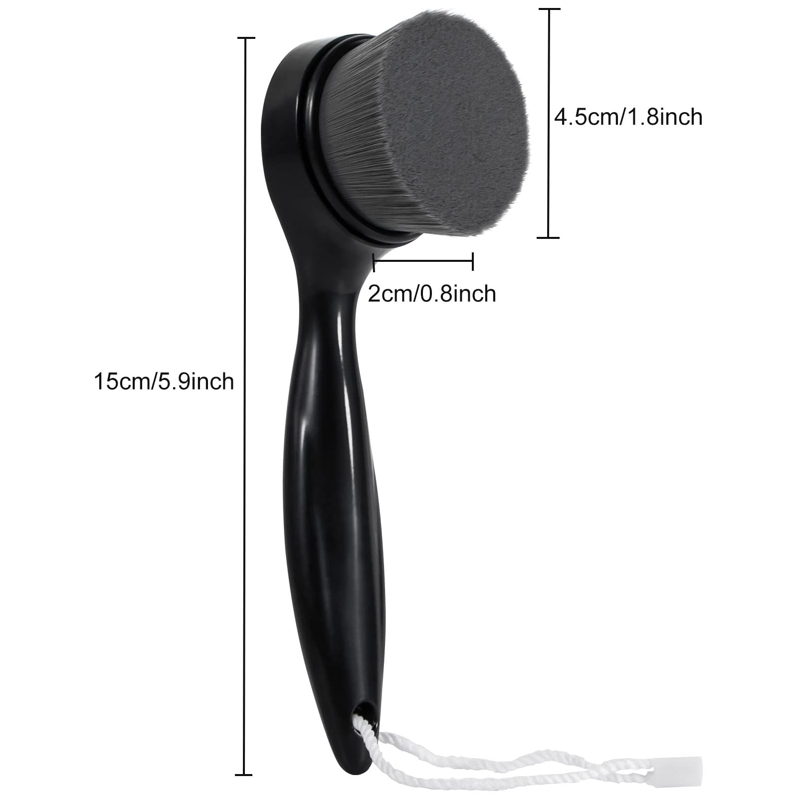 Beomeen 2 Pack Soft Bristle Facial Cleansing Brush for Deep Pore Cleaning, Face Exfoliating Scrub Brush with Bamboo Charcoal Bristle for Face Cleansing Skincare, Massage, Black