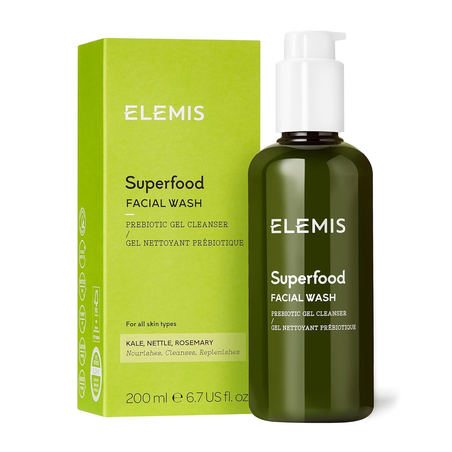 ELEMIS Superfood Facial Wash | Revitalizing Daily Prebiotic Gel Wash Gently Cleanses, Nourishes, and Balances Skin for a Fresh, Glowing Complexion