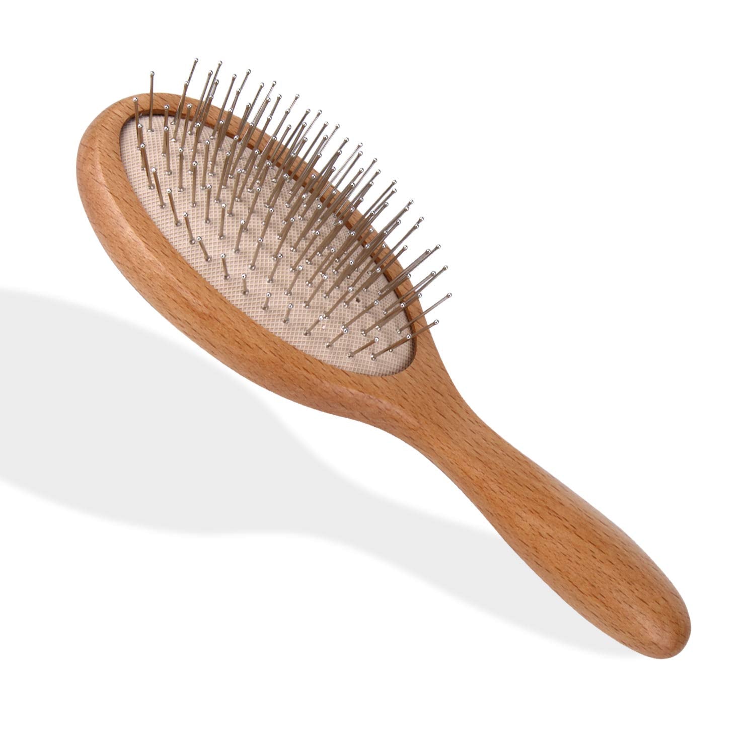 WeCoola WeCoola Natural Wooden Paddle Hair Brush + Steel Pins & Massage Air Bag, Oval Shape Travel Brush can Reduce Frizz + Massage Scalp + Reducing Hair Breakage, All Hair Types of Women + Men + Kids