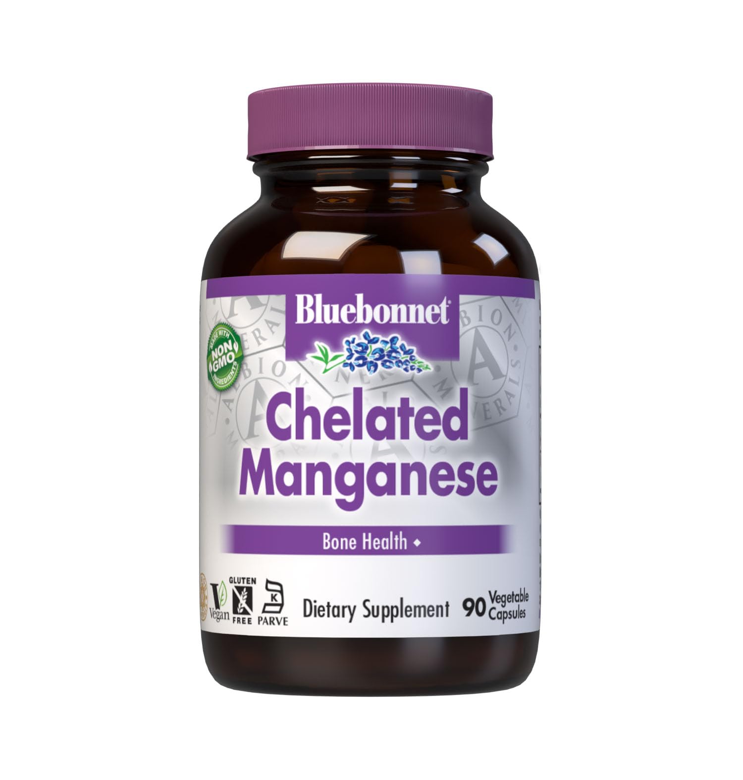 BlueBonnet Nutrition Albion Chelated Manganese, Amino Acid Chelate, Soy, Dairy & Gluten-Free, Non-GMO, Kosher Certified, Vegan, 90 Count