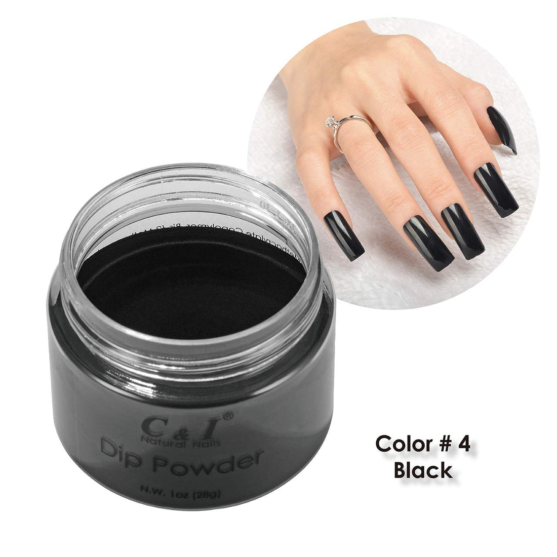 C I C & I Dipping Powder Color No. 004 Black Builder Color System