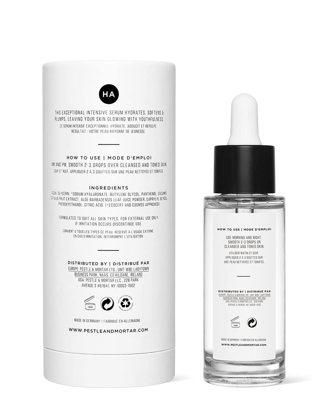 Pestle & Mortar 2% Pure Hyaluronic Acid Serum for Face, with Vitamin B5, Anti-Ageing, Hydrating Facial Moisturizer – Deep Hydration and Fragrance Free 30ml/1 oz