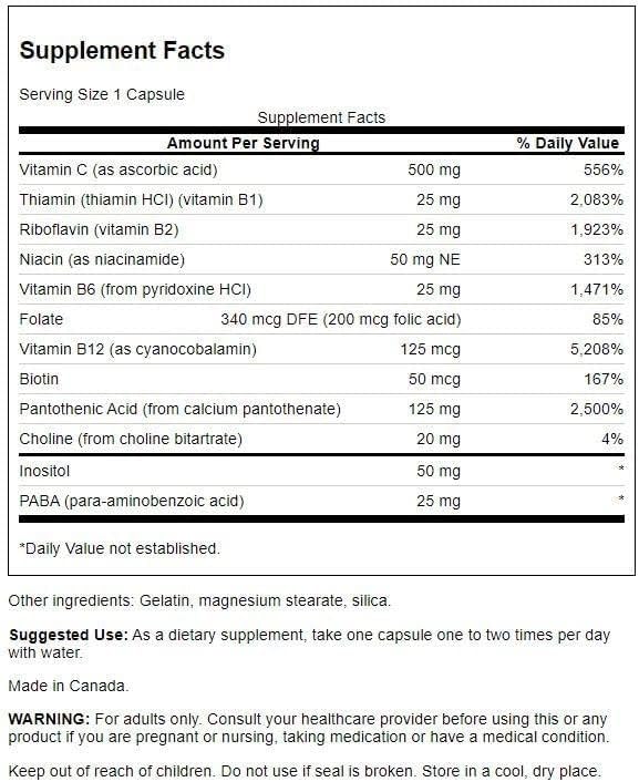 Swanson Super Stress B-Complex - Vitamin Supplement - Formula for Healthy Energy Levels - (240 Capsules)