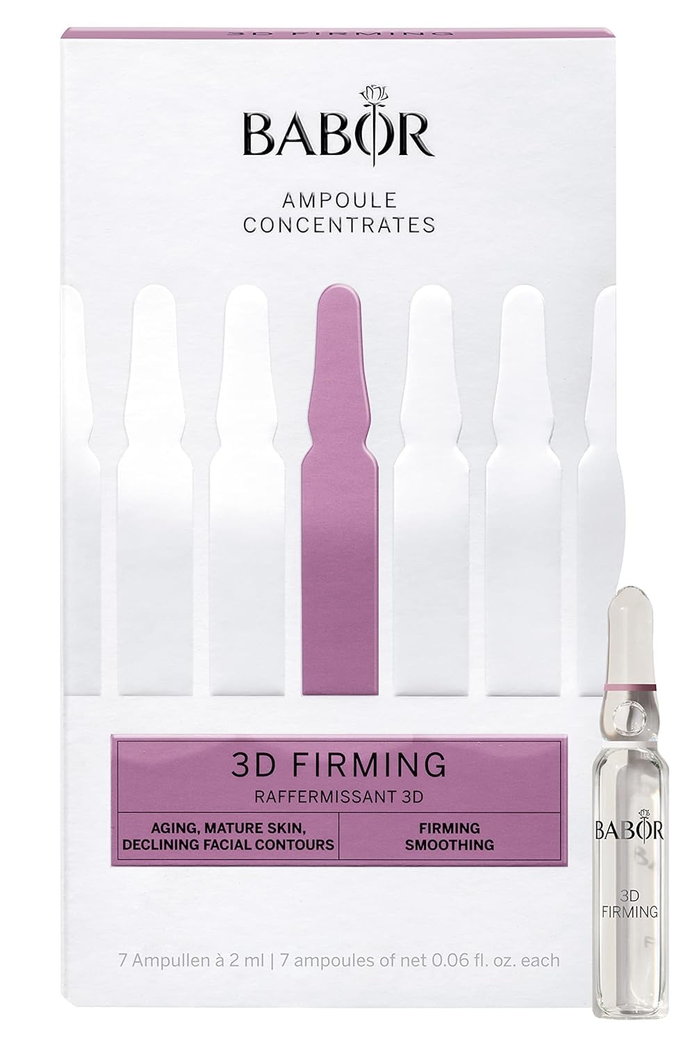 Babor 3D Firming Serum Concentrates, Hyaluronic Acid Serum to Moisturize Skin, 7 x 2 ml Concentrated Ampoules