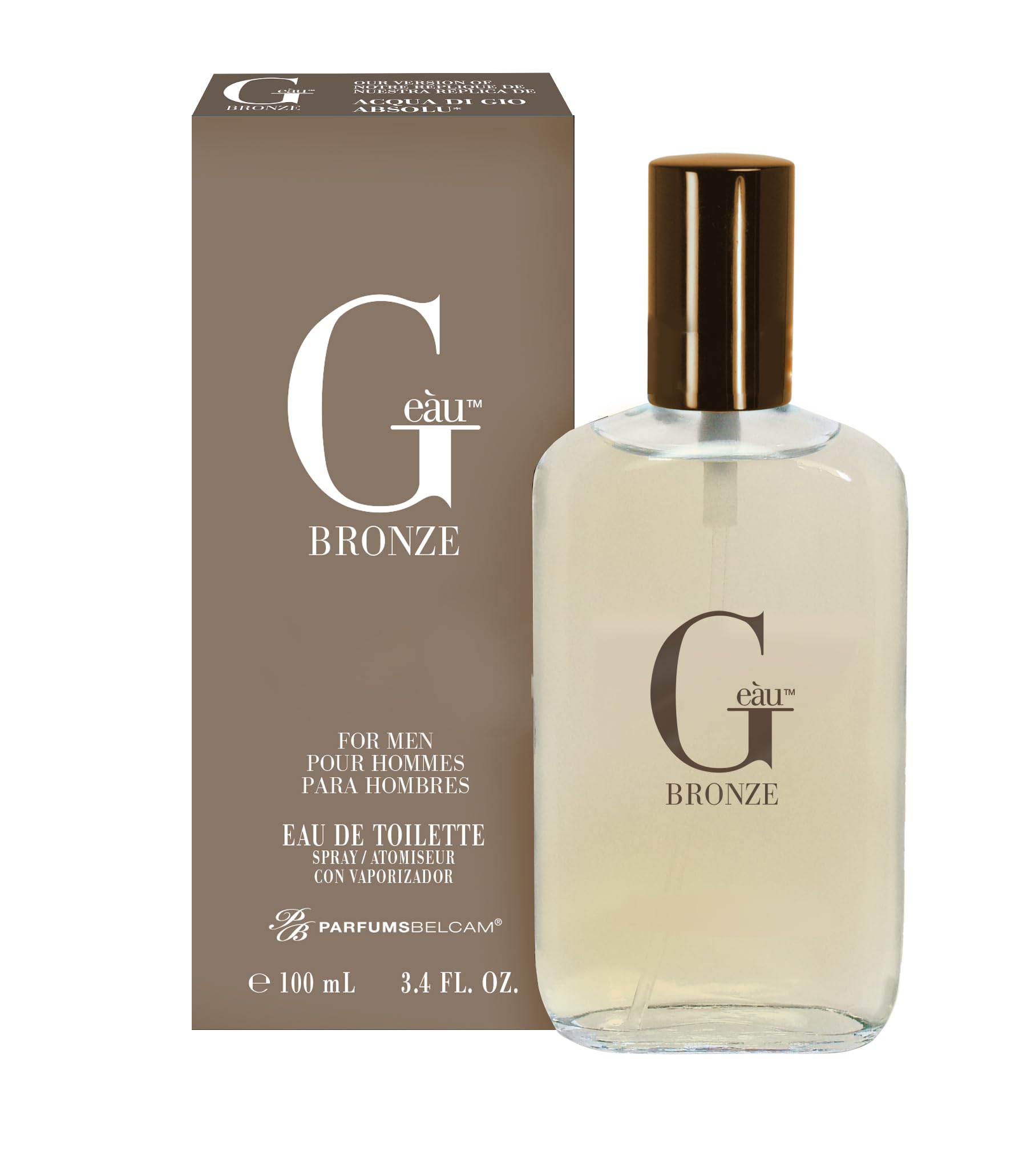PB ParfumsBelcam G Eau Bronze, Our Version of Acqua Di Gio Absolu, Eau de Toilette Spray, 3.4 Fl Oz