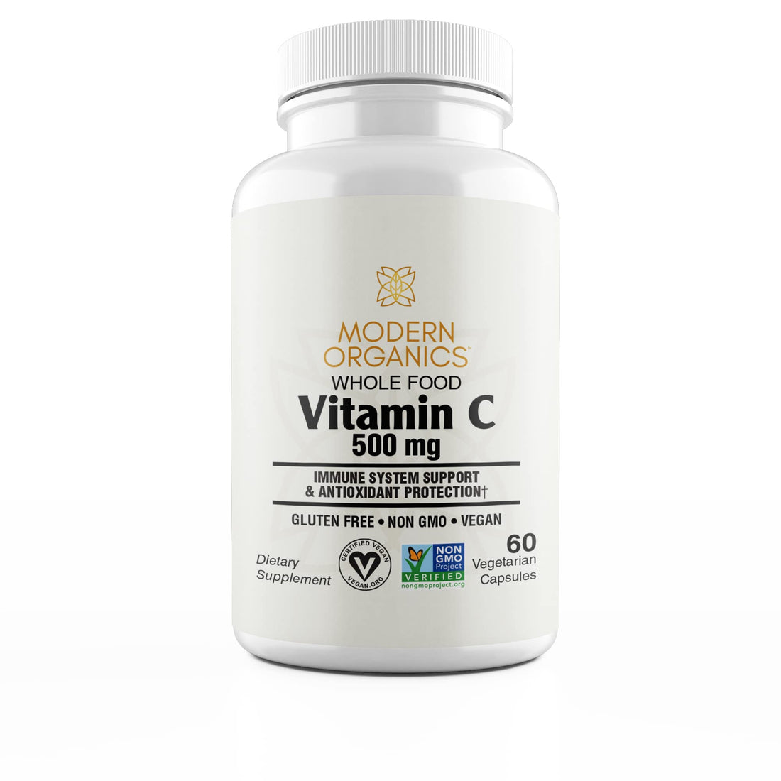 Modern Organics Vitamin C | 500mg Whole Food Vitamin C from Acerola Cherry Extract with Citrus Bioflavonoid Complex | 23 Organic Fruits & Vegetables Blend | Probiotics and Enzymes | 60 Vegan Capsules