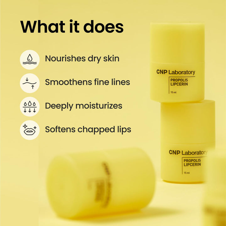 CNP Honey Lip Butter - Propolis Lipcerin™ Original, Hydrating Overnight Manuka Lip Balm & Mask, 12hrs Long-lasting Moisture, Gifts for Women, Korean Skin Care, 0.5 fl.oz.