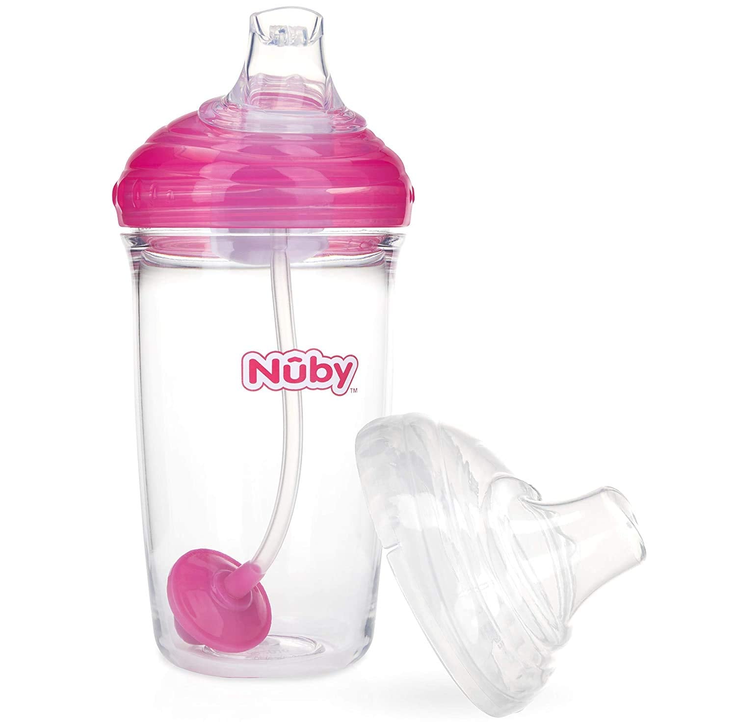 Nuby Tritan No Spill Trainer Cup with Silicone Spout & 360 Weighted Straw with Hygienic Cover, 10 ml