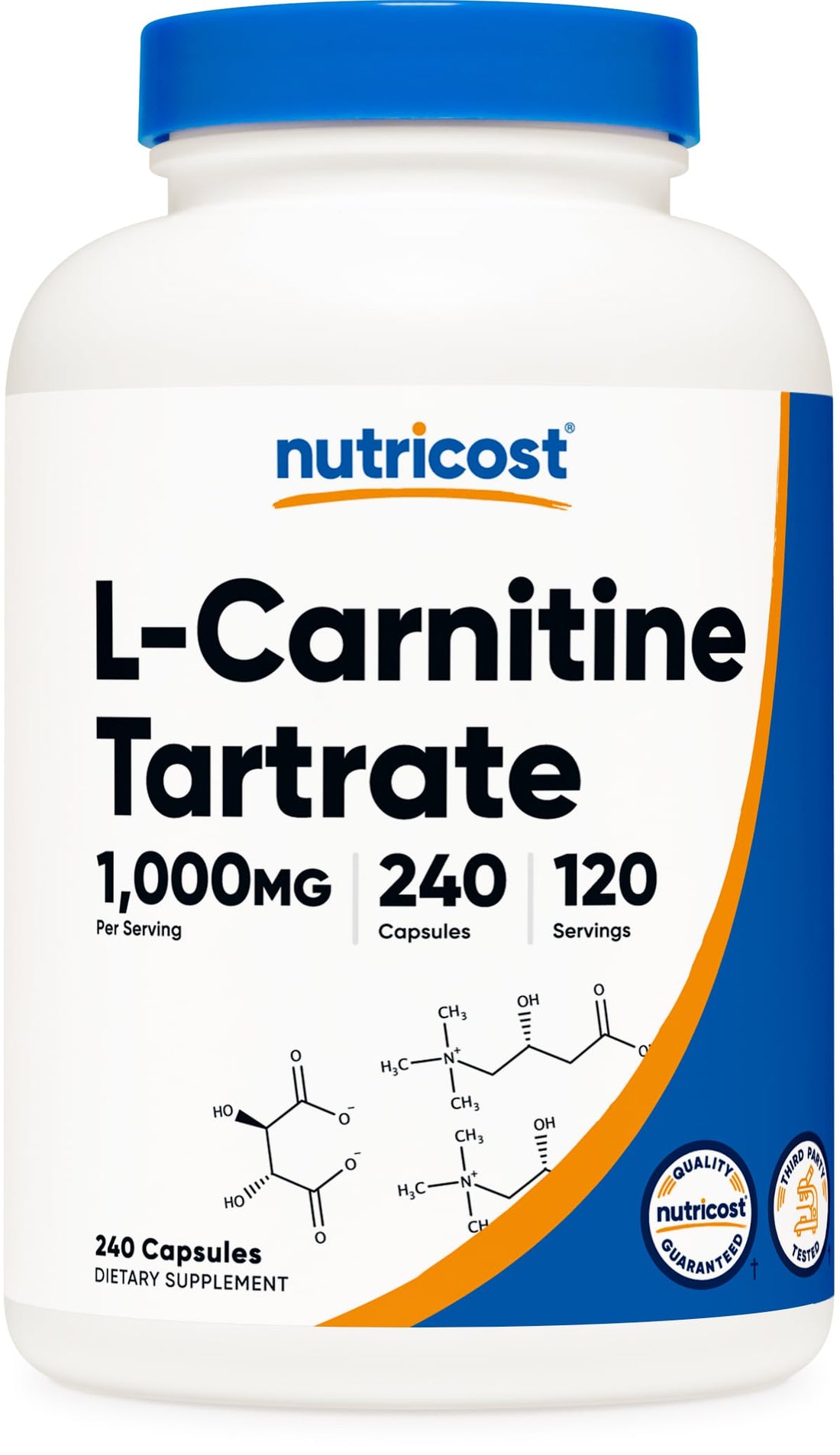 Nutricost L-Carnitine Tartrate 1,000mg, 240 Capsules - 500mg Per Capsule, 120 Servings