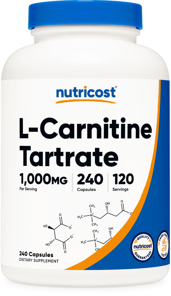 Nutricost L-Carnitine Tartrate 1,000mg, 240 Capsules - 500mg Per Capsule, 120 Servings